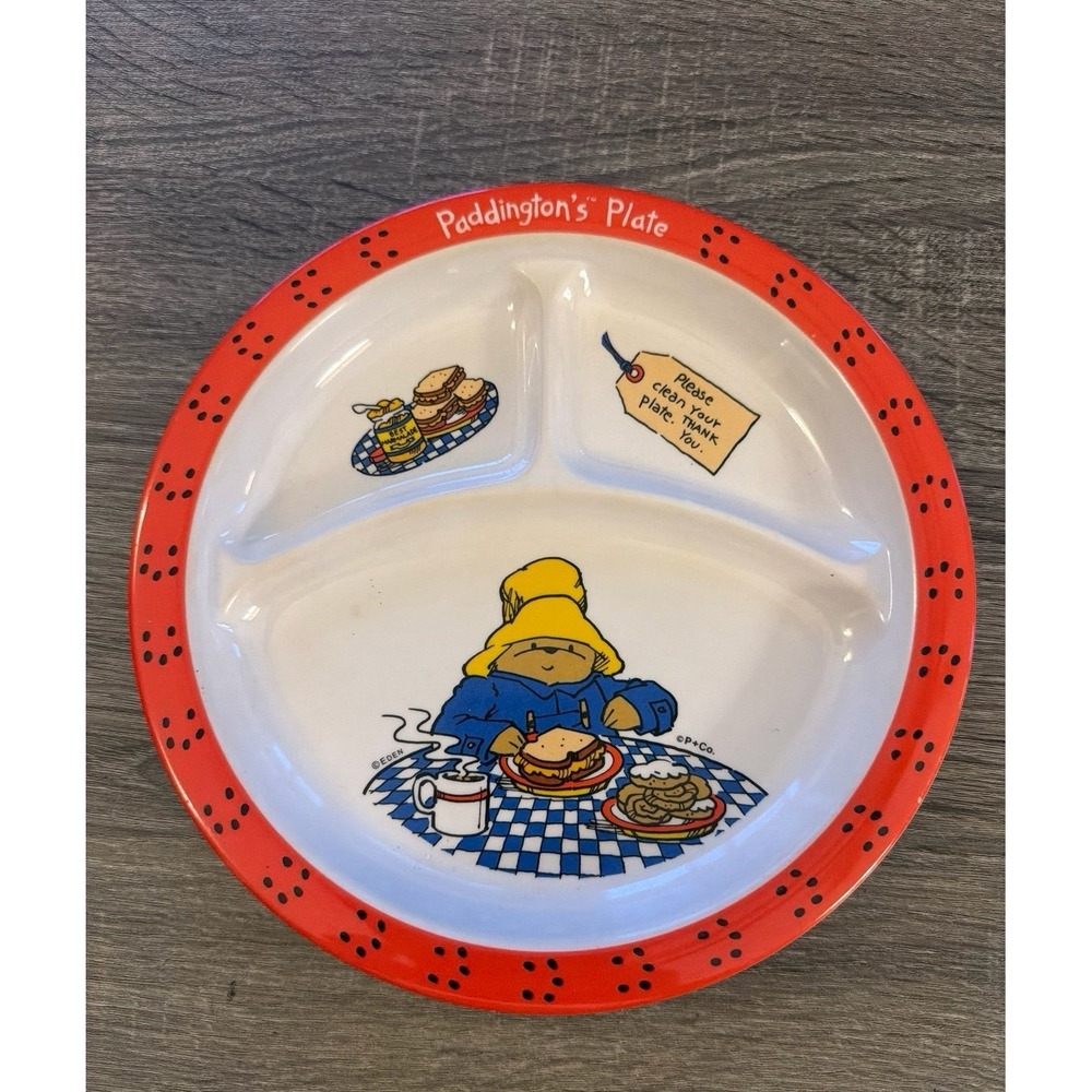 Vintage 1990's Paddington Bear Child's Melamine Divider Plate by Eden